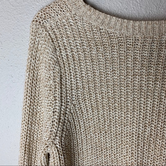 GAP cream color chunky knit warm cozy Sweater Sz L women’s boho like New neutral - Picture 8 of 9